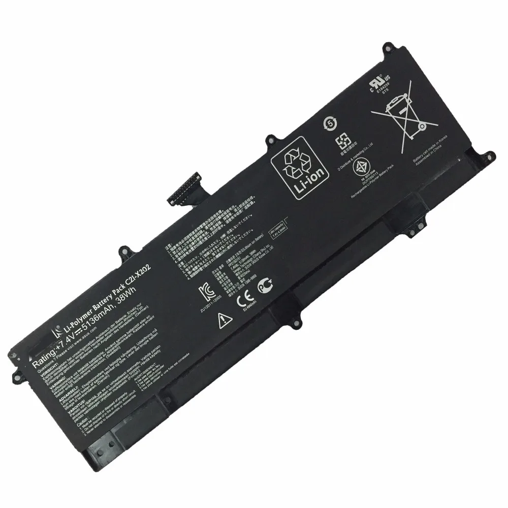 7,4 V 38Wh 5136 мА/ч, C21-X202 Аккумулятор для ноутбука Asus VivoBook S200 S200E X202 X202E X201 X201E серии S200E-CT209H