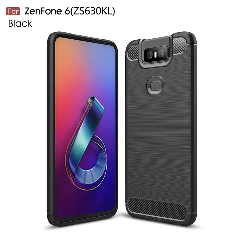 buy TOHONCASE For Asus Zenfone 6 ZS630KL Carbon Fiber Soft TPU Silicone Brushed Anti knock Back Cover For Asus Zenfone 6 ZS630KL