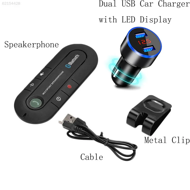 Bluetooth Handsfree автомобильный комплект беспроводной Bluetooth динамик телефон Bluetooth приемник с двойным usb-адаптером разветвитель автомобильное зарядное устройство