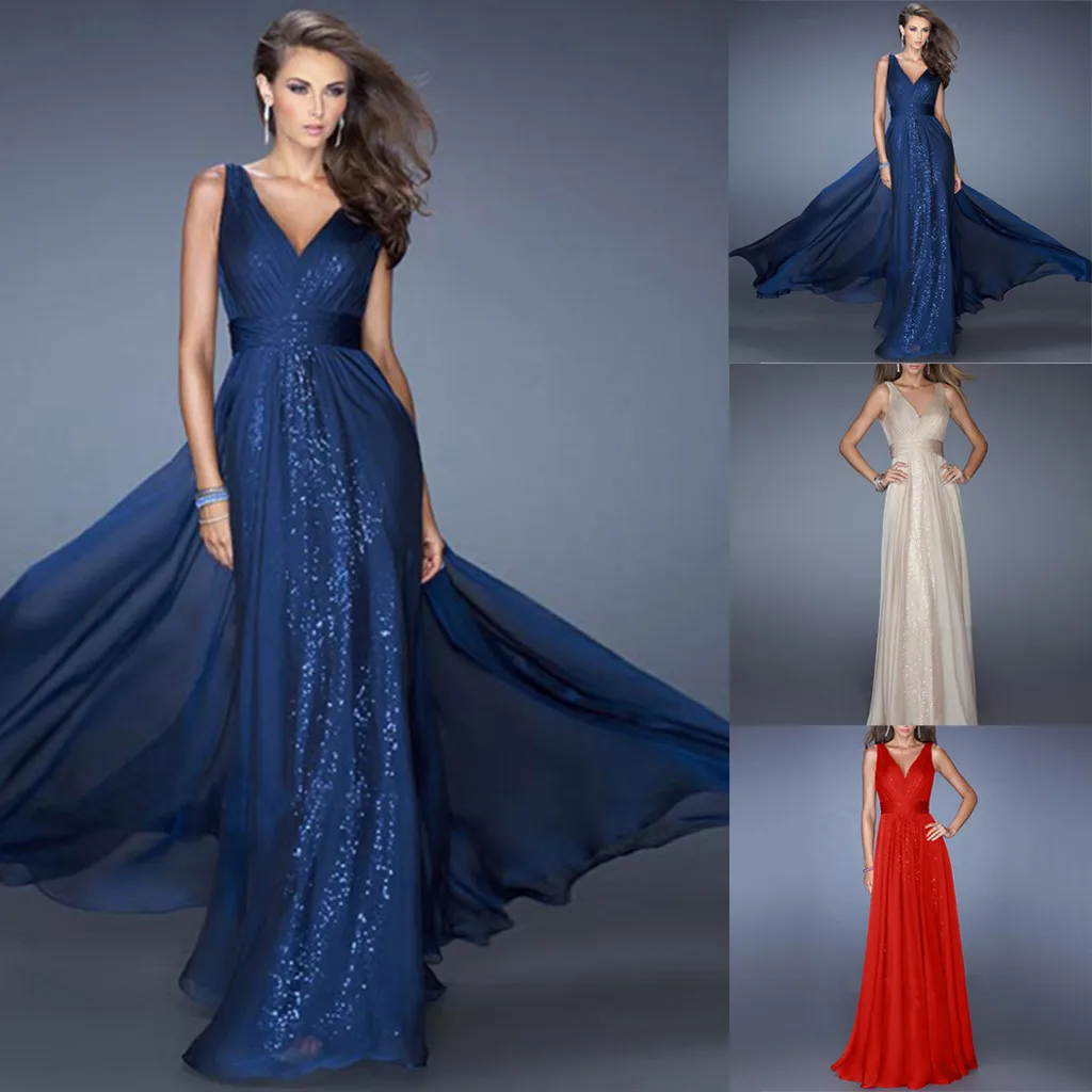 

Dress women summer 2019 dress women Fashion Formal Party Dress Women Elegant V-neck Long Club Dress Y611