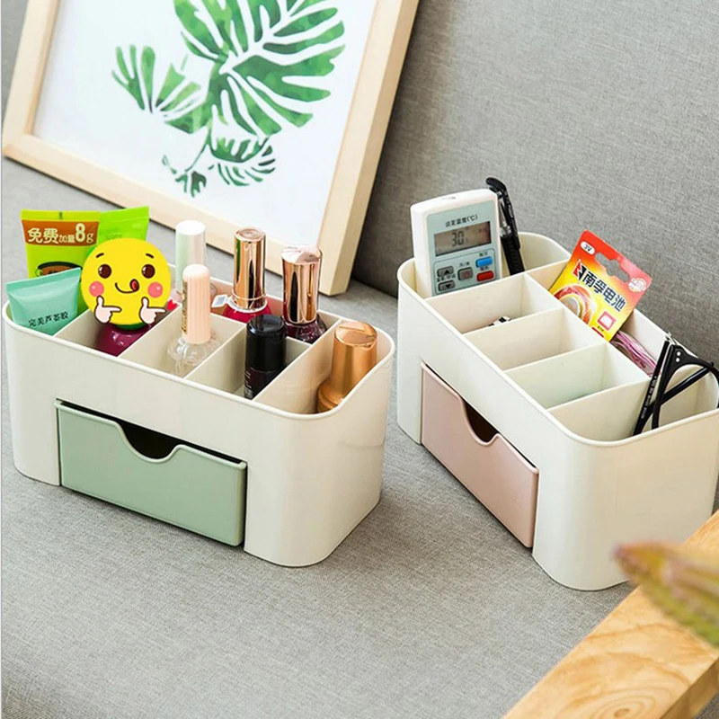 Plastic Dust-proof Office Storage Box White Key Pen Makeup Cosmetic Lipstick Card Sundries Drawer Desktop Articles Organizer