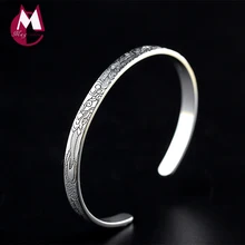 925 Браслеты стерлингового серебра Браслеты для Для женщин Талисманы Ювелирные украшения Винтаж Вырезка Double Dragon Для женщин Браслеты sb08