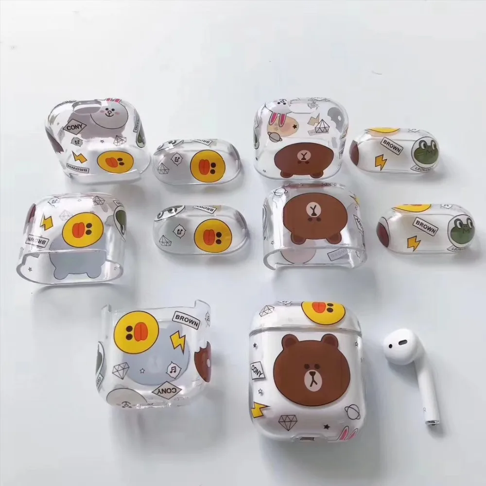 

Cartoon Clear PC Bluetooth Wireless Earphone Case For AirPods Protective Cover Skin Accessories for Apple Airpods Charging Box