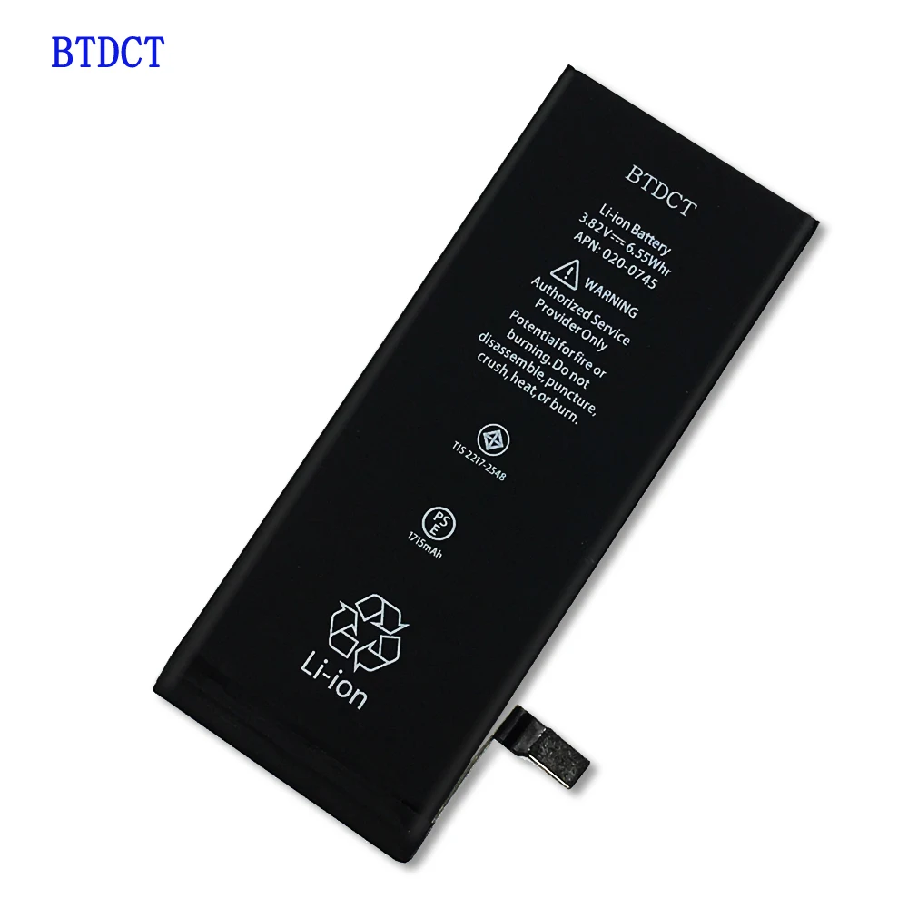 

100% BTDCT Brand Original Mobile Phone Li-lon Battery For iPhone 6S Real Capacity 1715mAh With Repair With battery Sticker