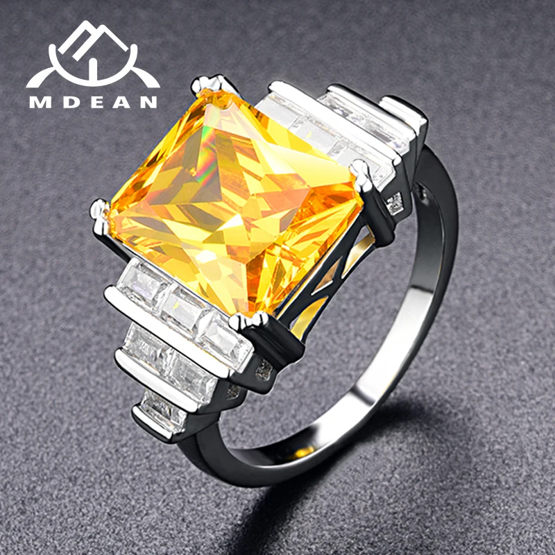 

MDEAN White Gold Color Engagement Rings for Women Wedding Yellow AAA Zircon Fashion Jewelry Bague Bijoux Size 6 7 8 9 10 H021