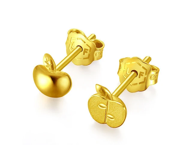 Pure 24k Yellow Gold Earrings Women S Unique Le Earring Stud Pure 24k Yellow Gold Earrings Women S Unique Le Earring Stud 2 71g
