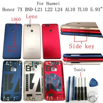 

100% Orig New For Huawei Honor 7X BND-L21 L22 L24 AL10 TL10 5.93"M Rear Back Door Housing Battery Door Cover + Side Key Lens