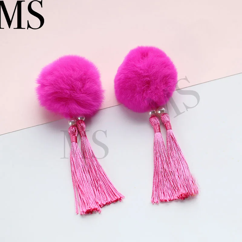 

Lolita cutegirl rabbit hair ball tassel hair clip children hairball hairpin Han clothes hairpin Chinese antique hair accessories