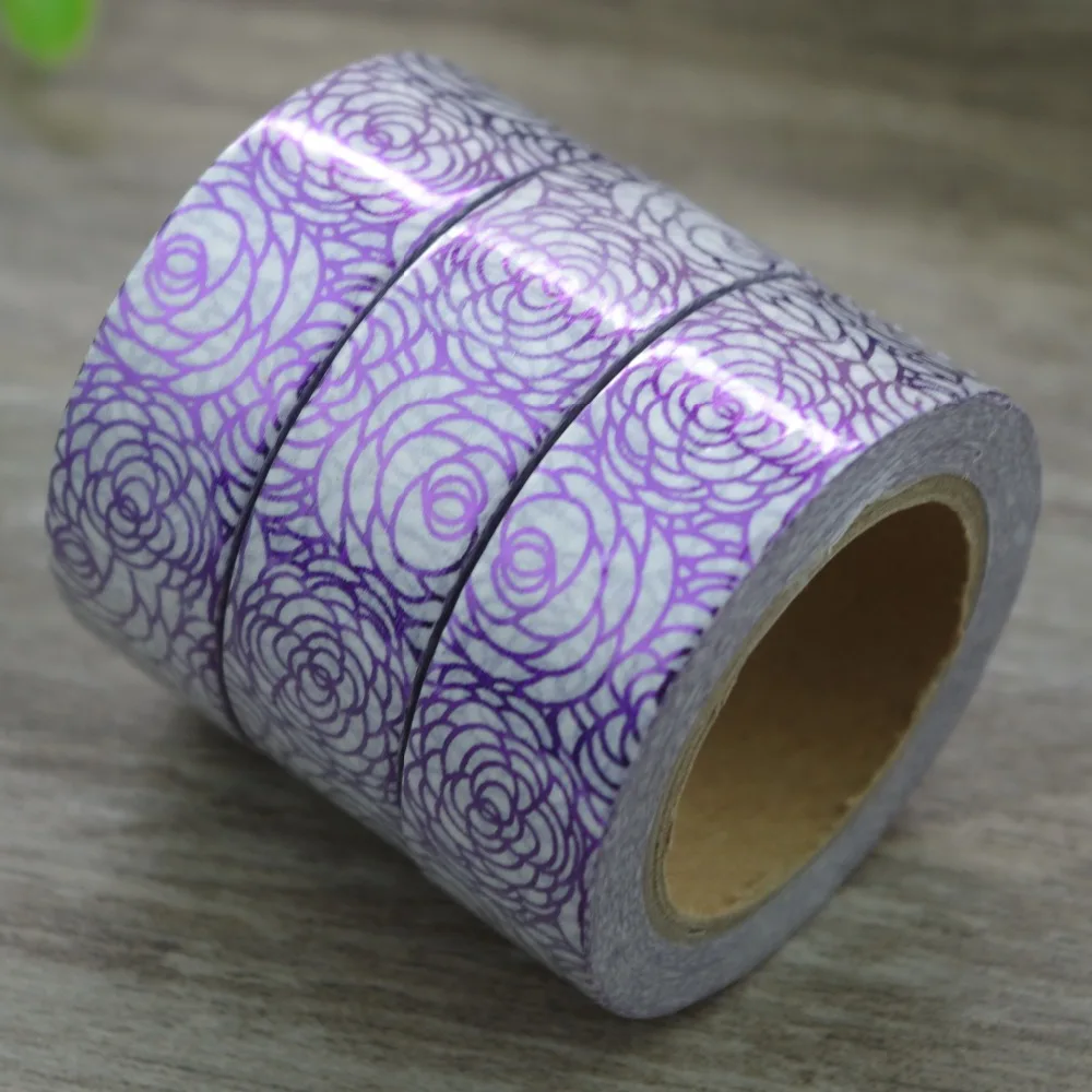 2017 New 1x Hot Stamping Purple Color Flower Chinese Rose Floral Washi Tape Hobonichi Adhesive