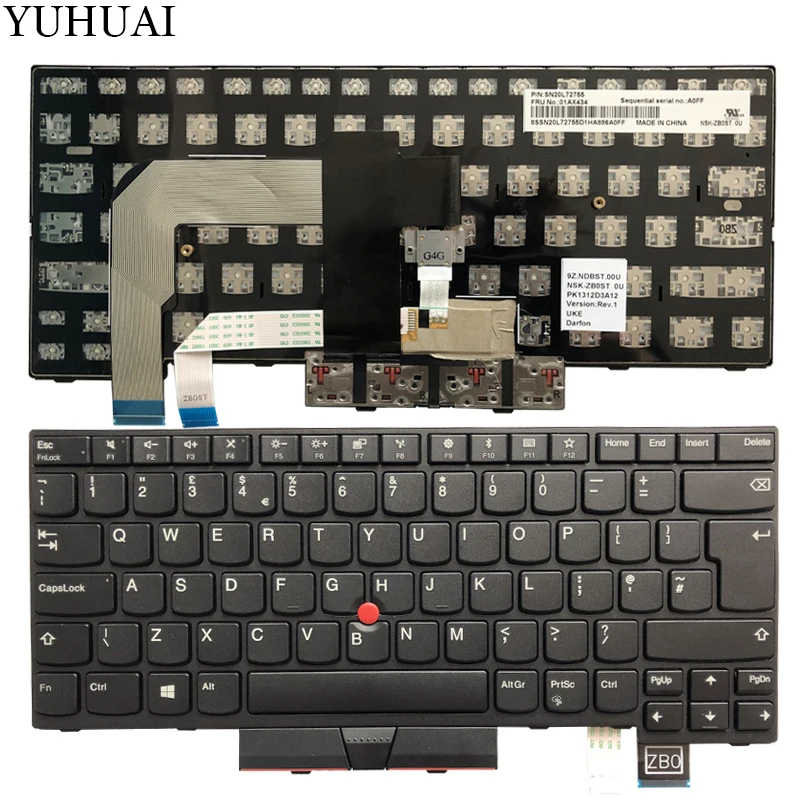 

New UK laptop keyboard for Lenovo IBM ThinkPad T470 UK laptop keyboard black NO backlight