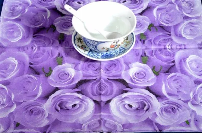 20 штук пищевая промышленность-тертая бумажную салфетку с цветочным рисунком в винтажном стиле фиолетового цвета с принтом столовых Свадебный cafeshop украшения HOYOU что вы