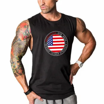 

Summer cotton fitness vest men's casual running sports sleeves round neck loose sleeveless T-shirt