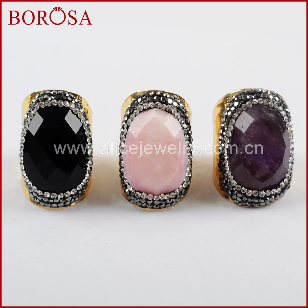 BOROSA 5 шт. оптовая продажа из друзы ювелирные изделия много-вид камень кольцо