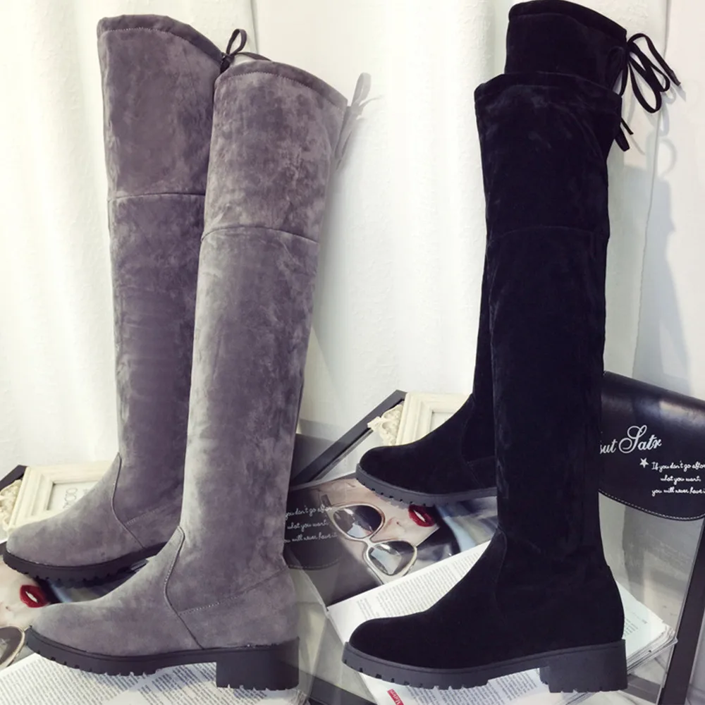 Ladies Faux Suede Tall Long Leg Knee High Fashion Mid Block Heel Zip Winter Boot