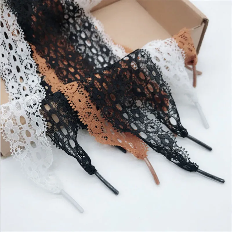 

Hot Sale 1 Pair 3 cm Width Shoelace Sexy Lace Shoelaces 100 cm Canvas Sneaker Sport Shoes Laces 3 colors Free Shipping