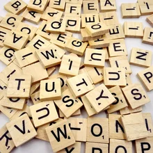 Tuiles de Scrabble Alphabet en bois, 100 pièces, lettres noires et chiffres pour artisanat Puzzle numérique en bois