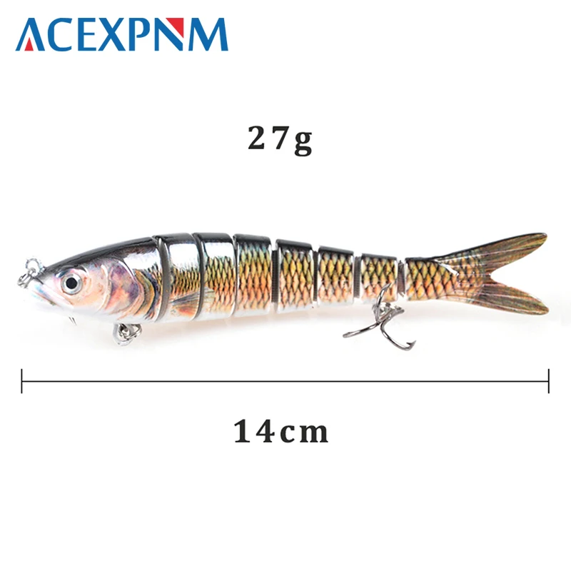 2019 أعلى المياه الصلب الصيد إغراء 14 CM 25g متعددة صوتها 3D عيون 8 القطاعات Crankbait Swimbait 2 خطاف ثلاثي الصيد اكسسوارات