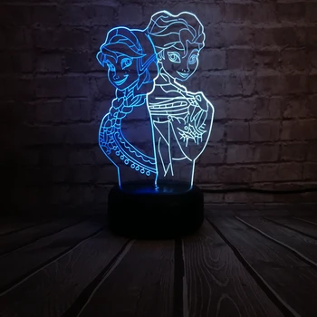 

New 3D Lamp Elsa Anna Princess Cartoon Fiugre Mixed Multicolor Led Night Light Kids Toys Table Touch Lampara Creative Birthday
