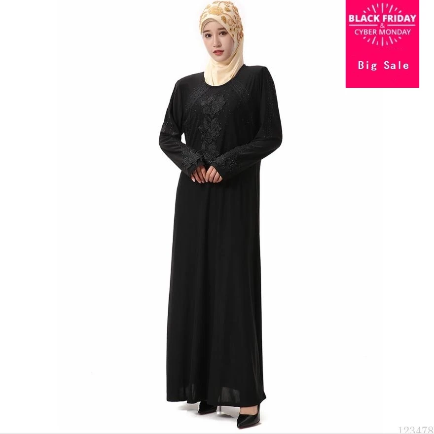 Muslim Adult thicker Robe Dubai embroidery beading Muslim abaya Robes