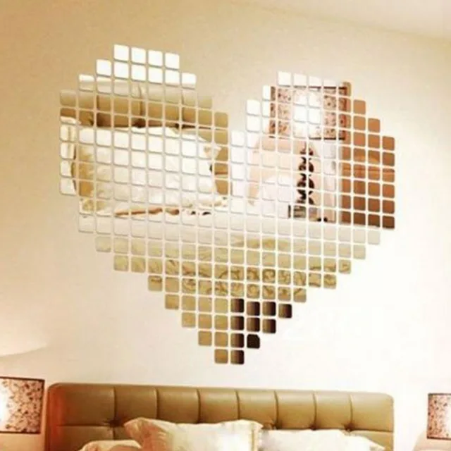 100 Piece Self-adhesive Tile 3D Mirror Wall Stickers Decal Mosaic Room Decorations