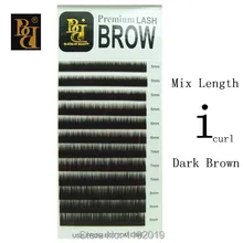 Смешанные длина темно-коричневого цвета I curl искусственные накладные ресницы из норки макияж для постоянного бровей