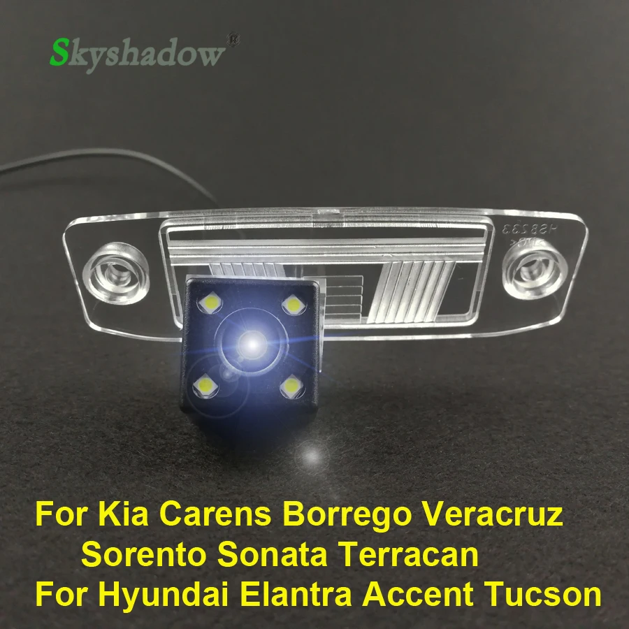 

For Kia Carens Borrego Sorento Tucson Terracan Veracruz Sonata Hyundai Elantra Accent HD Car CCD 4 LEDs Backup Rear View Camera