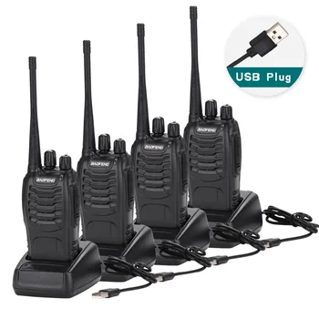 

4Pcs Baofeng BF-888S Walkie Talkie USB charge adapter Portable Radio CB Radio UHF 888S Comunicador Transceiver+4 Headset