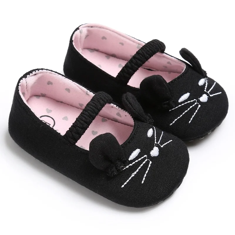 

Newborn Baby Girls Shoes Cat Design Soft Bottom Anti-skid Infant Toddler First Walkers Soft Soled Kids Shoes