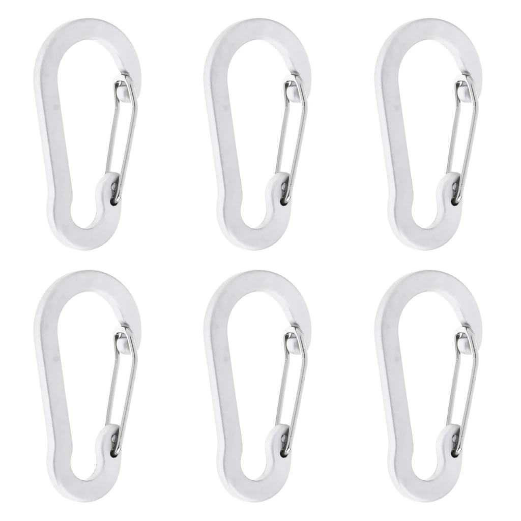 6 Pieces Aluminum D-Ring Carabiner Clip Spring Snap Hook Keychain