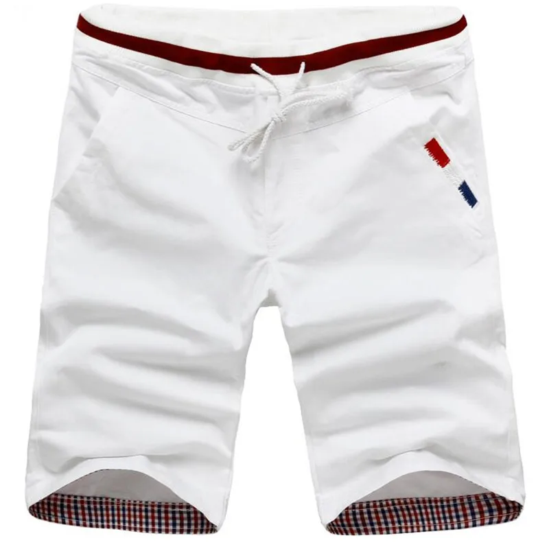 Мужские модные шорты, Летние Стильные укороченные мужские шорты, повседневные мужские популярные тонкие клетчатые шорты - Цвет: Белый
