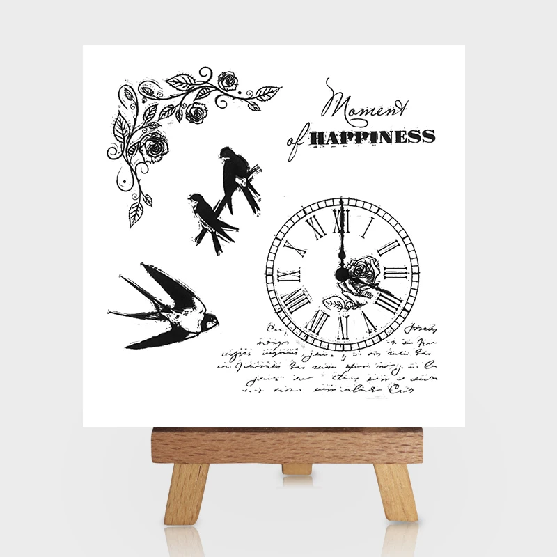 

Swallow Vintage Clock Bird Rubber Silicone Clear Stamps Seals for Scrapbooking Photo Album DIY Paper Making Decorative Templates