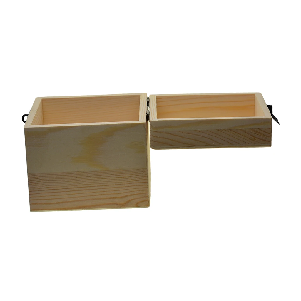 Plain Unfinished Box Square Unpainted Wooden Jewelry Box DIY Storage Chest Treasure Toy Case