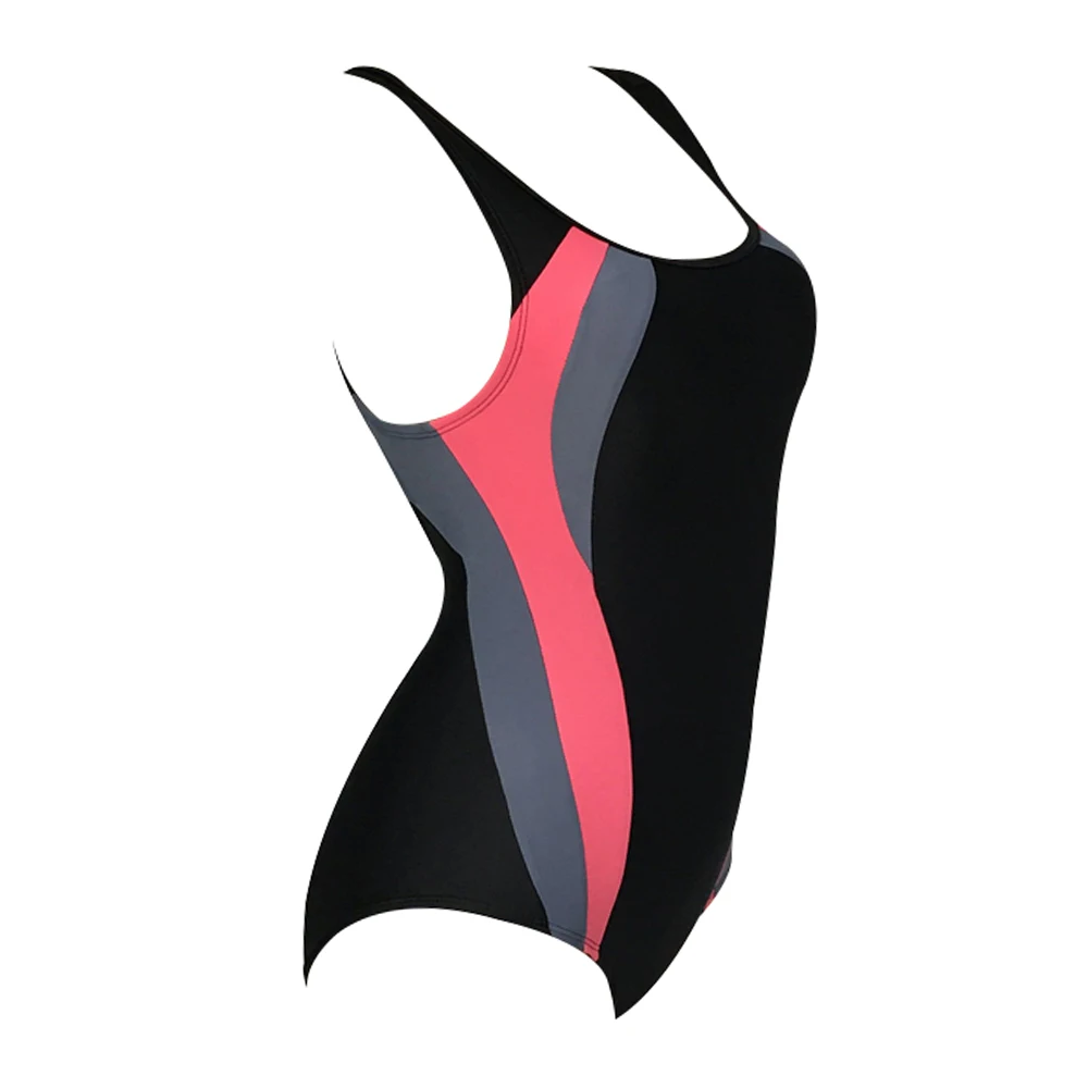 Лоскутный Цельный купальник, женский полосатый спортивный купальник, Женский Монокини, Черный боди, тренировочный купальник, купальный костюм