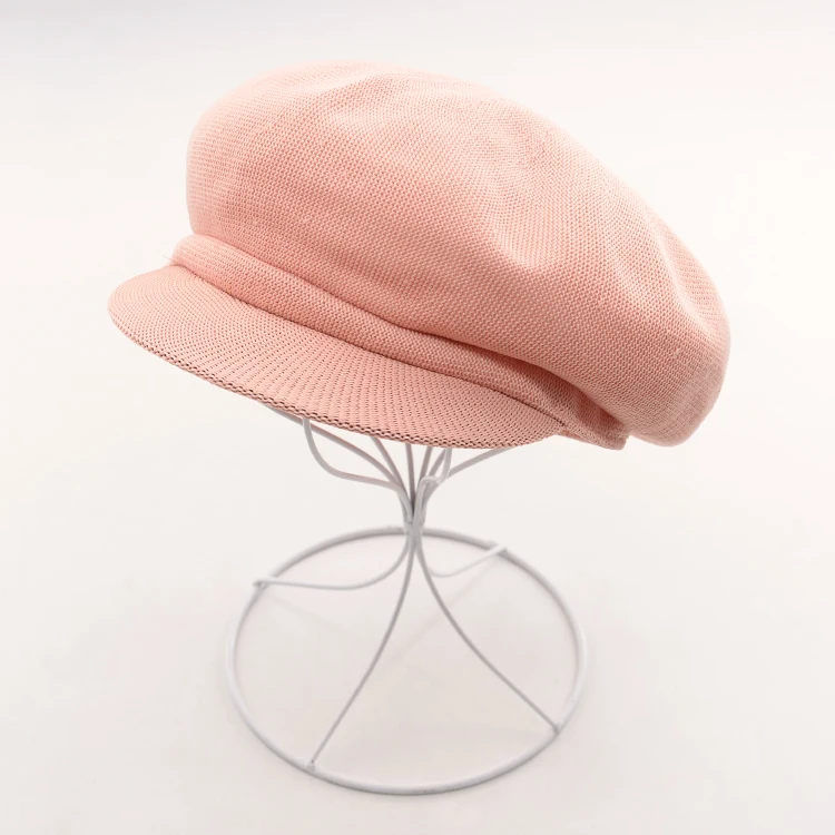 Стильный весенний вязаный Воздухопроницаемый винтажный весенне-осенний женский берет французский художник шапочка восьмиугольная шляпа - Цвет: light pink
