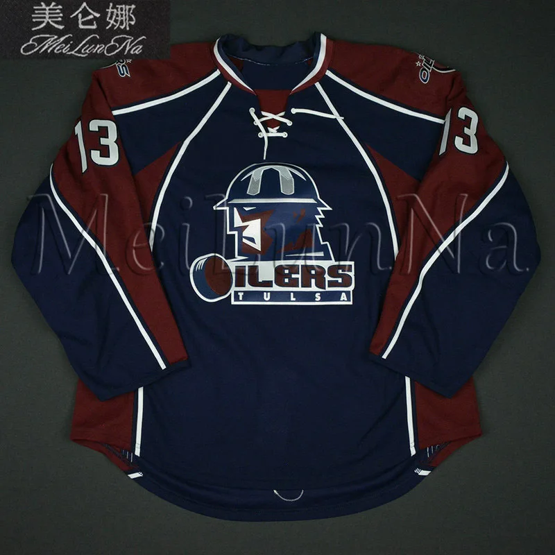 

MeiLunNa Custom ECHL Tulsa Oilers Hockey Jerseys 13 Emerson Clark 19 Brady Ramsay 35 Devin Williams Sewn On Any Name NO.Size