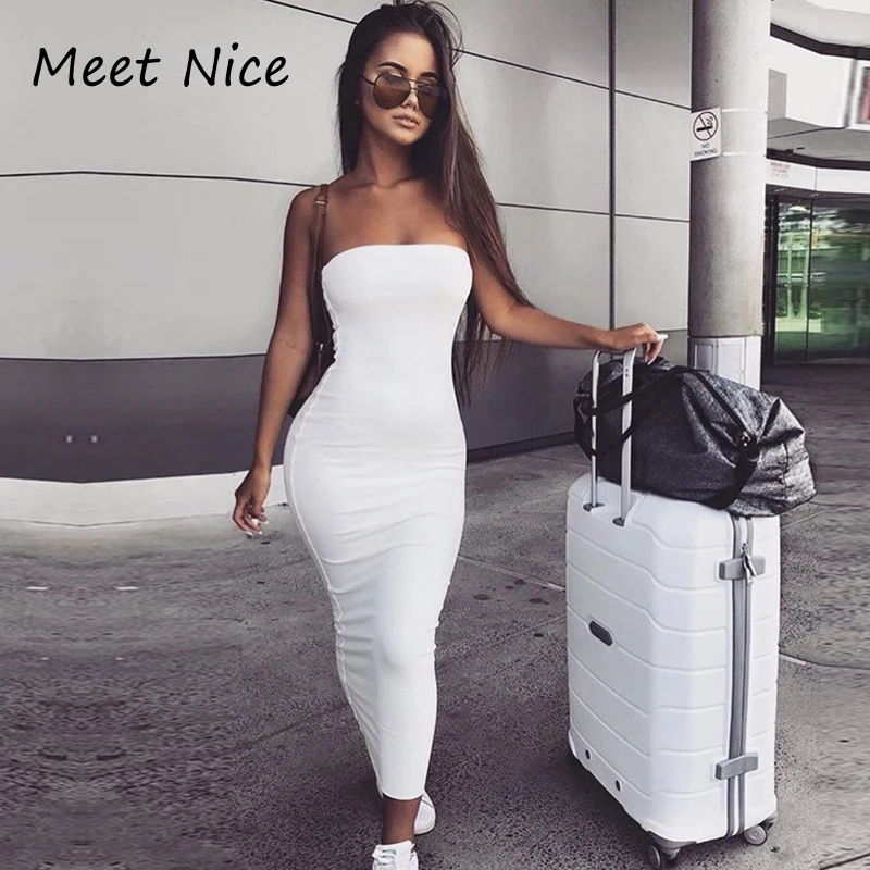 white midi pencil dress