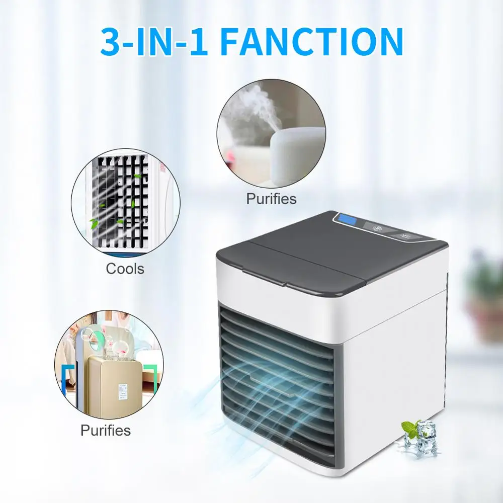 

USB Mini Portable Air Conditioner Arctic Air Cooler Humidifier Purifier 7 Colors LED Light Personal Space Fan Air Cooling Fan