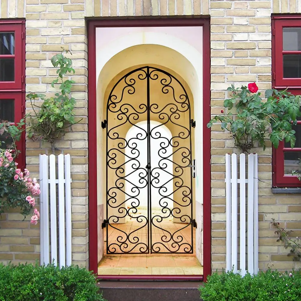 2 шт./компл. 3d мусульманских Творческий дверь Стикеры арабский Стиль деревянные, на выбор двери Семья декоративные плакат с изображением двери