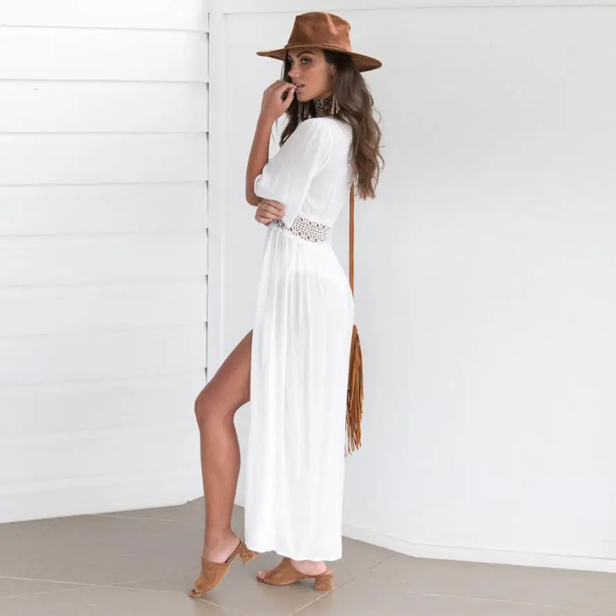 

2018 New Women Beach Cover Up Long Bikini Swimwear Cover Up Cardigan Beach Swimsuit Cover Up Playa Del Vestido De Tunic T0147