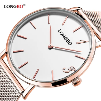 

LONGBO Quartz Watch lovers Watches Women Men Couple Analog Steel Band Wristwatches Fashion Casual Watches Gold Gift 1/pcs
