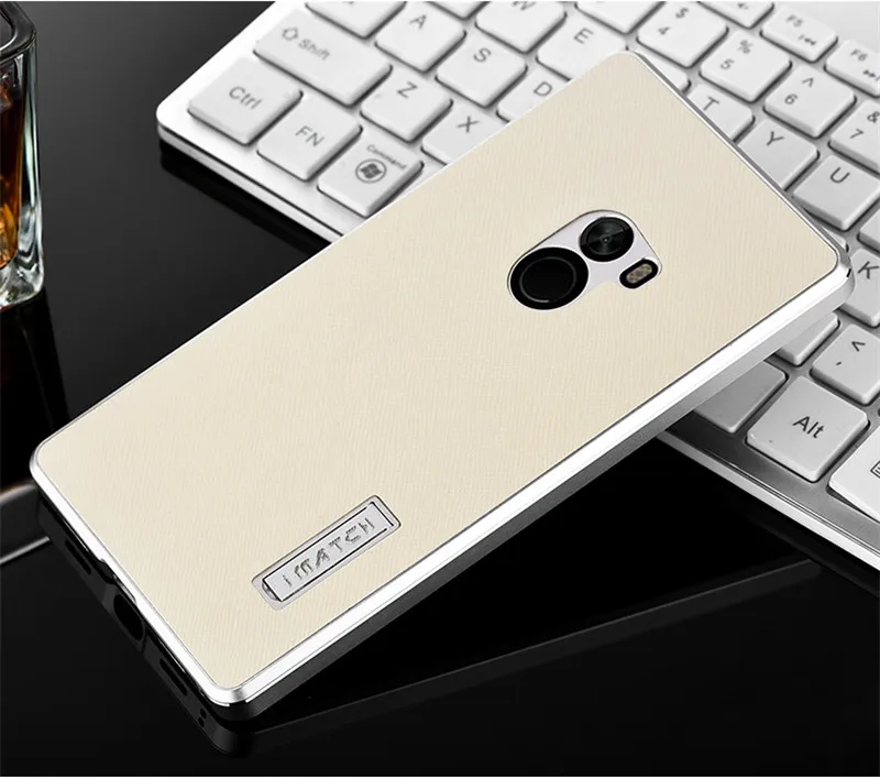 Кожаный чехол для телефона для Xiaomi Mi Mix 2 2s Роскошный Алюминиевый металлический бампер+ натуральная кожа задняя крышка чехол для телефона - Цвет: Белый