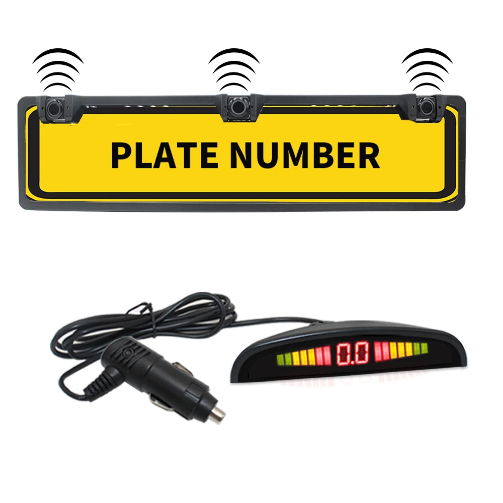 

EU European License Plate Frame Car Rear View Camera Waterproof Night Vision Reverse Backup Camera 4 LED light with 2 sensor