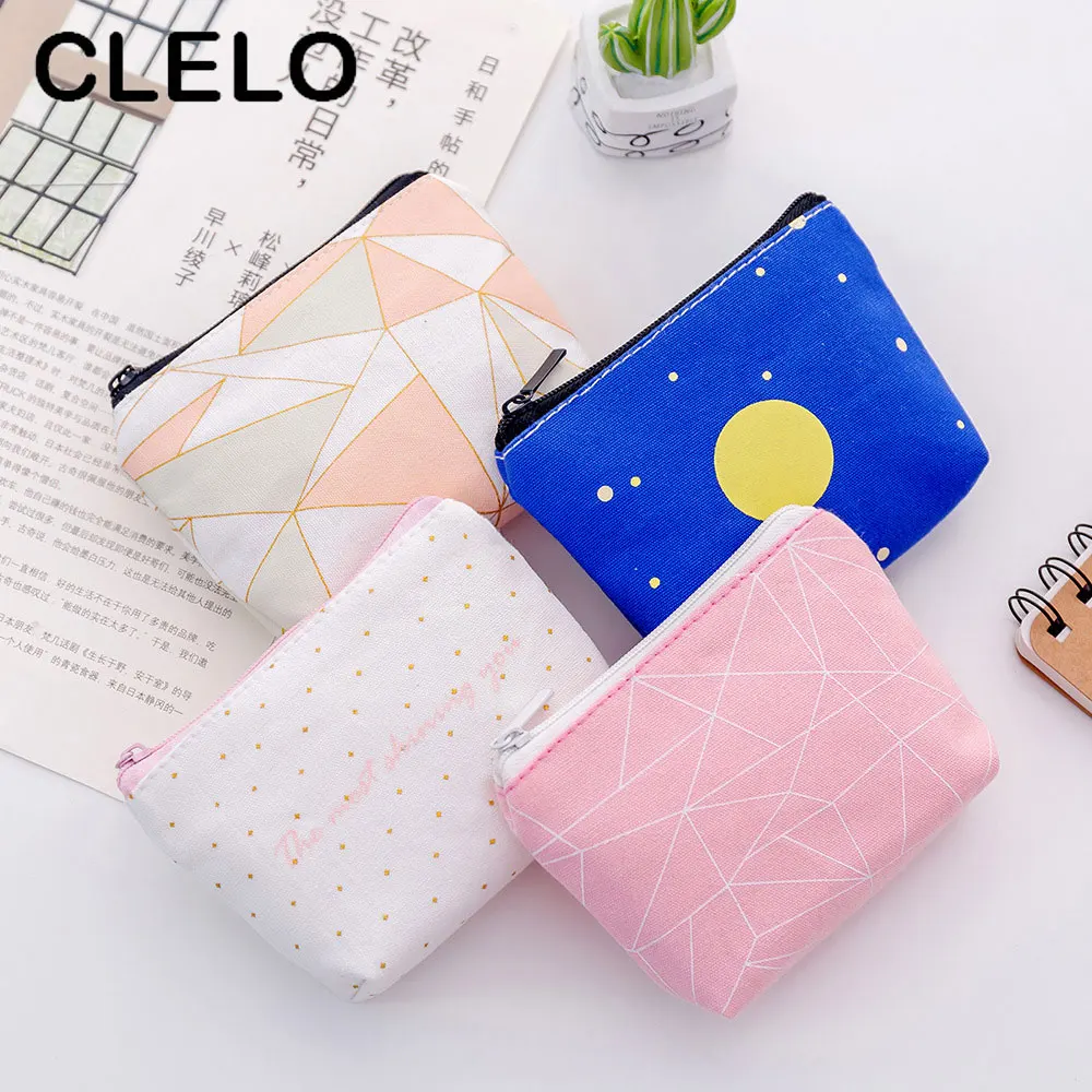 

CLELO Canvas Coin Purse Change Pouch Zipper Coin Card Holder Wallet Bags for Ladies Purse Kids Children mini small coin purses