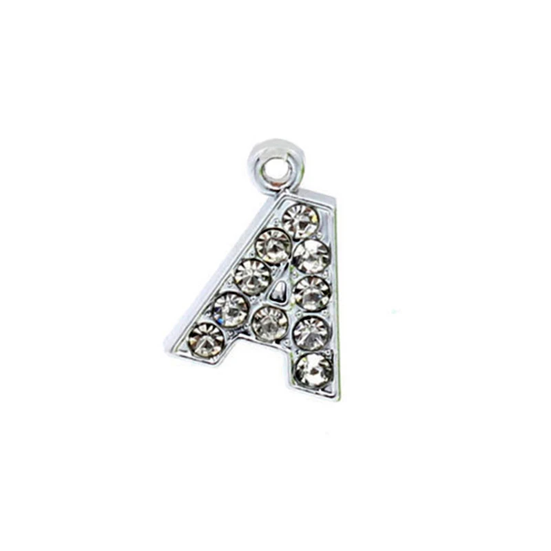 Стразы, Висячие буквы, Подвески "A-Z можно выбрать каждую букву"(10 шт./лот), подходят для брелка и ожерелья