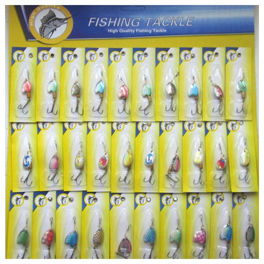 Самый дешевый 30X Спиннер набор рыболовных снастей Рыболовный набор Blinker ложка снасти Zander окунь крючки