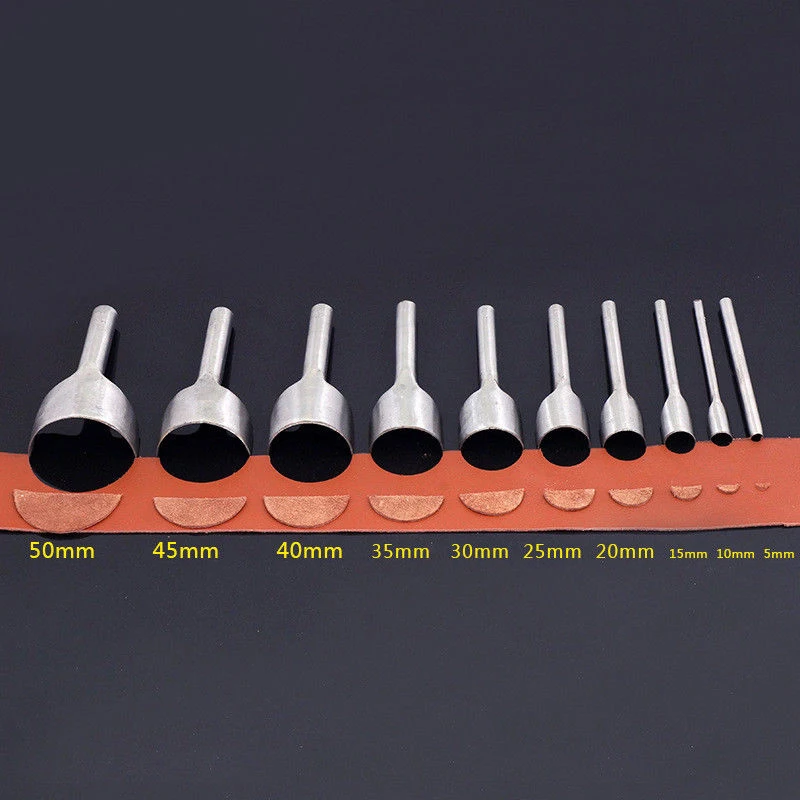 1 ensemble 5-50mm cuir artisanat outils creux trou acier demi rond Cutter poinçon cuir outils faits à la main poinçonnage outils à main ► Photo 3/6