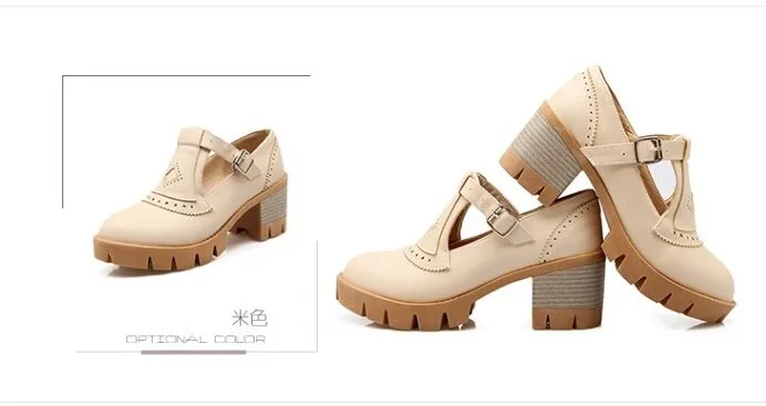 Г. Обувь в британском ретро-стиле с вырезами и пряжкой обувь с Т-образным ремешком в Корейском стиле с круглым носком