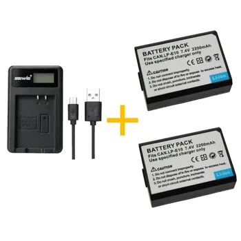 

2 pcs 2200mAH LP-E10 LPE10 Battery with Single battery Charger for Rebel T5,T6,Kiss X50,Kiss X70,EOS 1100D,EOS 1200D,EOS 1300D