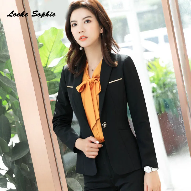 

Women's Plus size Blazers coats 2019 Summer cotton Splicing long sleeves Black Small Suits jackets ladies Skinny Blazers Suits