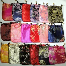 Дешевый маленький мешочек из шелка для украшений цветочная ткань шнурок сумка подарок упаковка карман для монет 50 шт./партия